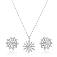 Load image into Gallery viewer, Discover Timeless Beauty: OLLUU Silver Snowflake Necklace Set | Diamond Accents