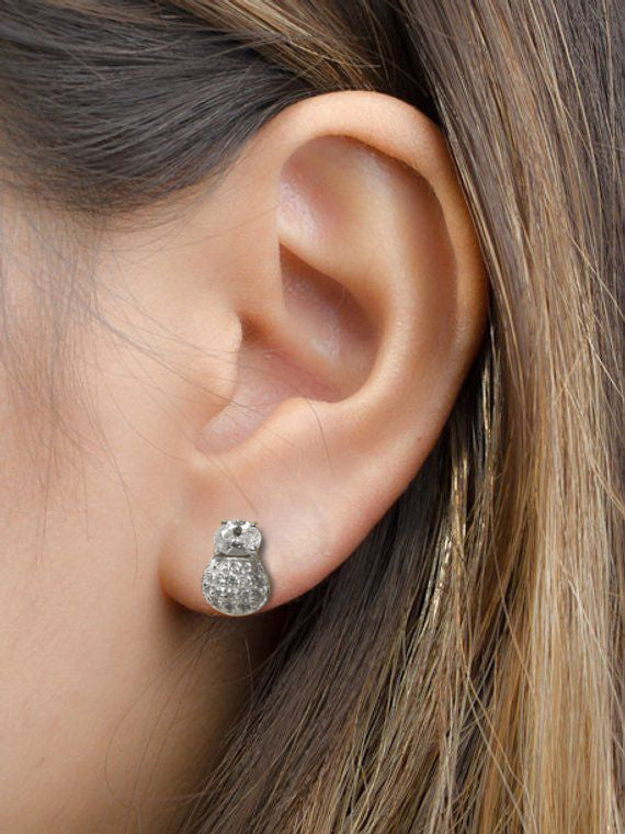 Shop Exquisite OLLUU Silver Pineapple Stud Earrings Online