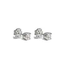 Load image into Gallery viewer, Make a Statement with OLLUU Silver Solitaire Round Diamond Studs | Sterling Silver CZ Earrings
